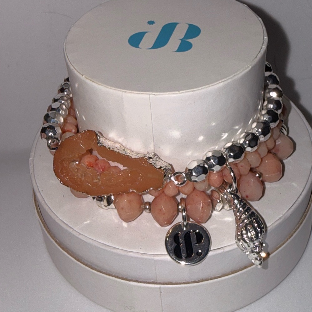 Chic Silver and Peach Bracelet by Bomb Party